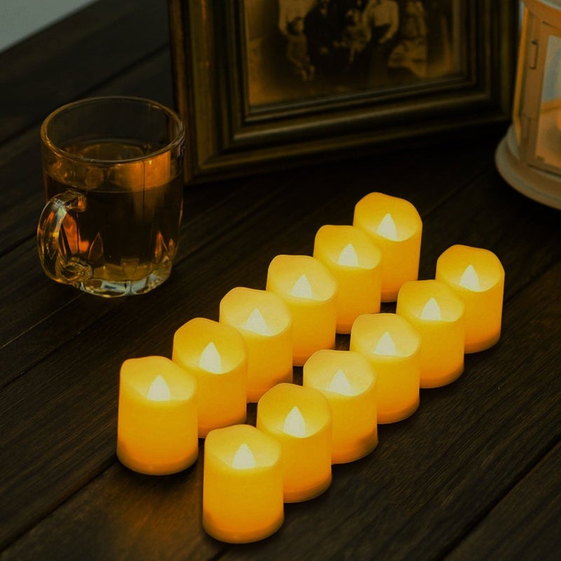 Novelty Place Flameless Flickering Votive Candles, 12 Pack Battery Operated LED Tea Lights, Fake Electric Candles for Wedding, Table, Halloween & Christmas Decorations - Image 4